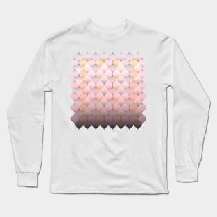 Fish scale pattern in warm peach and grey Long Sleeve T-Shirt